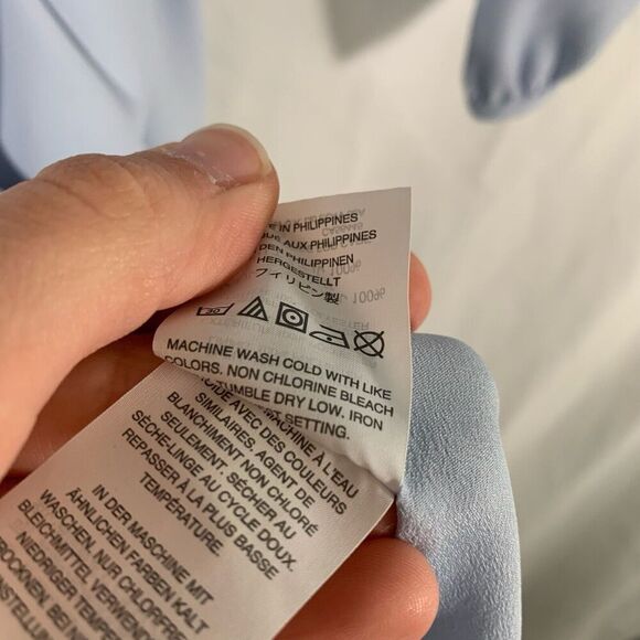 J Crew Dress Women's 8T Tall Light Blue True Wrap Long Sleeve Tie Waist - Picture 8 of 10